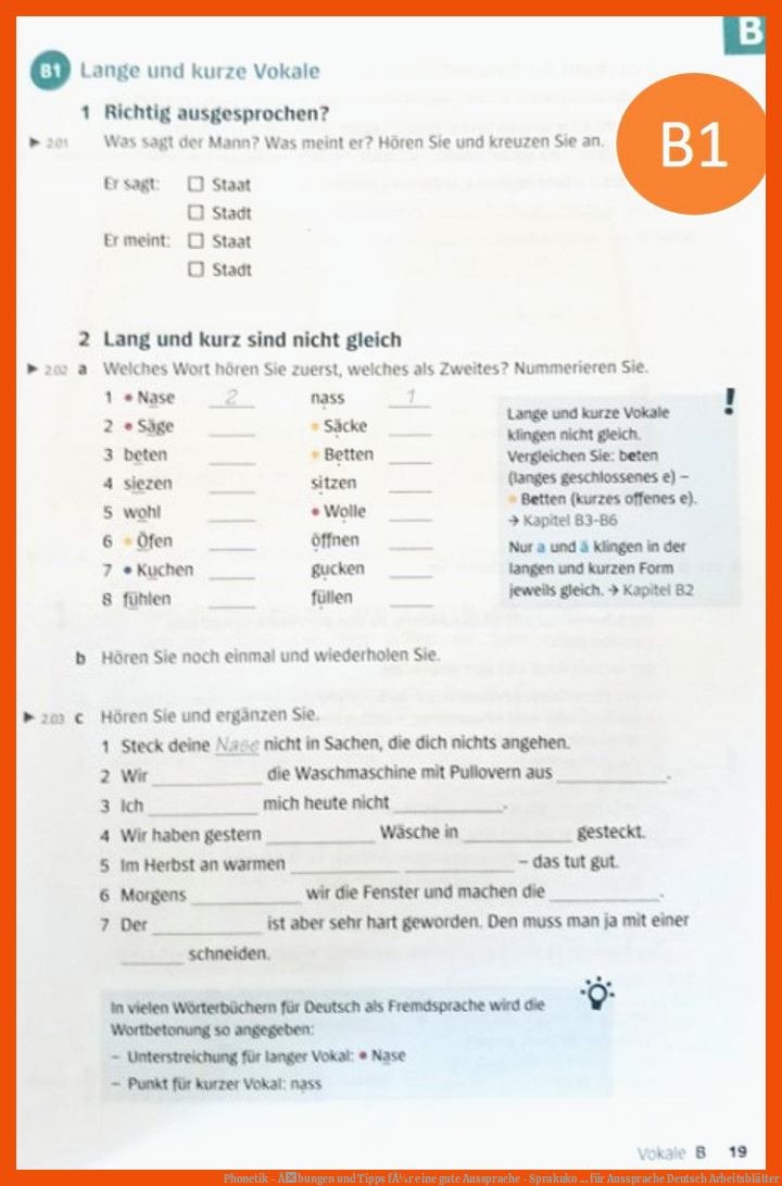 Phonetik - Ãbungen und Tipps fÃ¼r eine gute Aussprache - Sprakuko ... für aussprache deutsch arbeitsblätter