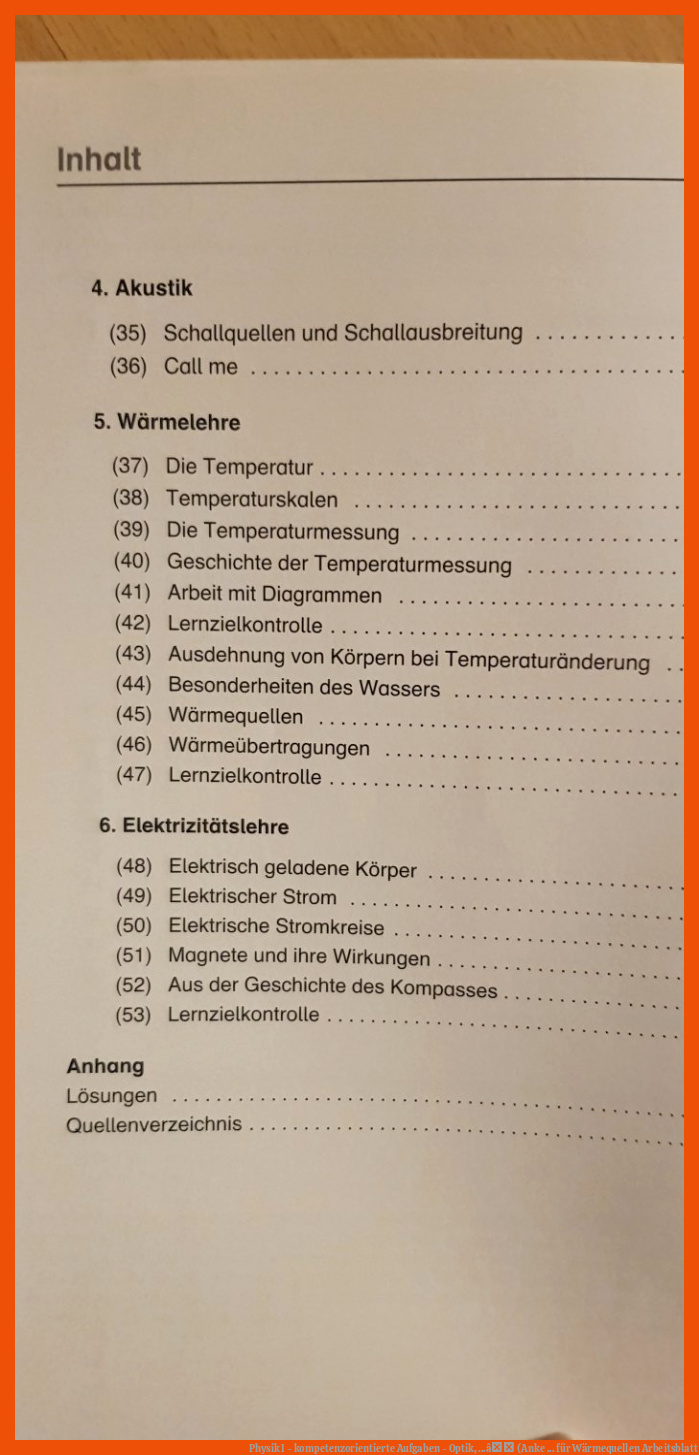 Physik I - kompetenzorientierte Aufgaben - Optik, ...â (Anke ... für wärmequellen arbeitsblatt