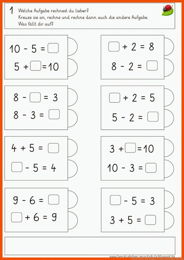 Pin Auf 1.oszt Fuer Umkehraufgaben 2 Klasse Arbeitsblätter Kostenlos