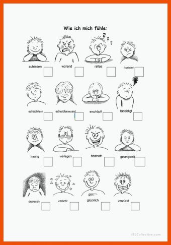 18 Arbeitsblatt Gefühle Kindergarten
