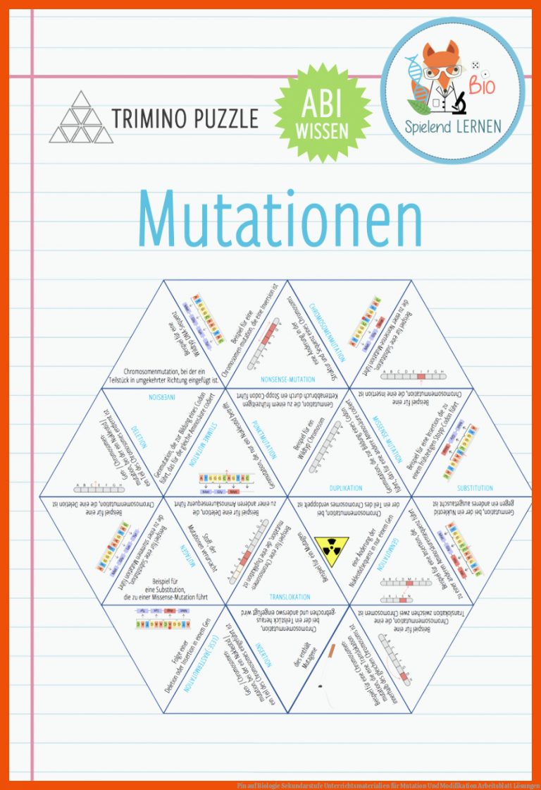 Pin auf Biologie Sekundarstufe Unterrichtsmaterialien für mutation und modifikation arbeitsblatt lösungen