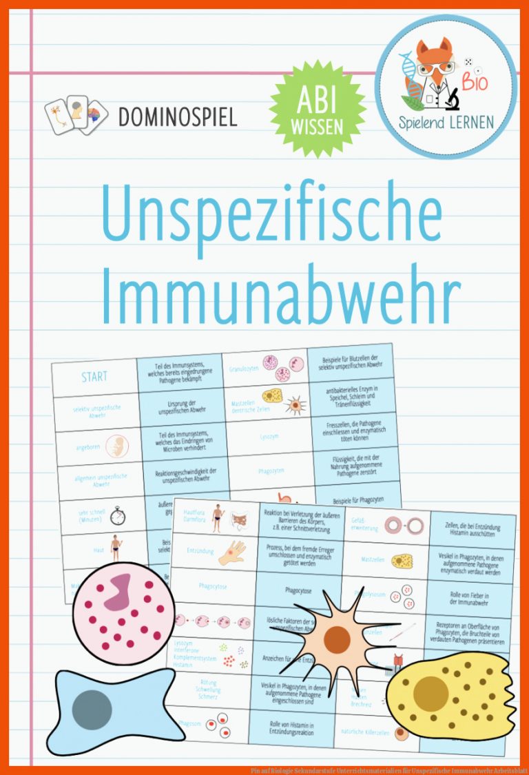 Pin auf Biologie Sekundarstufe Unterrichtsmaterialien für unspezifische immunabwehr arbeitsblatt