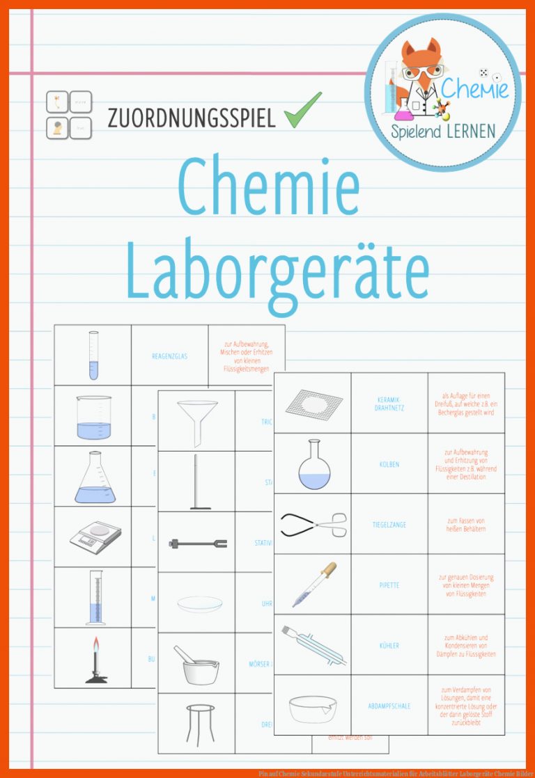 Pin auf Chemie Sekundarstufe Unterrichtsmaterialien für arbeitsblätter laborgeräte chemie bilder