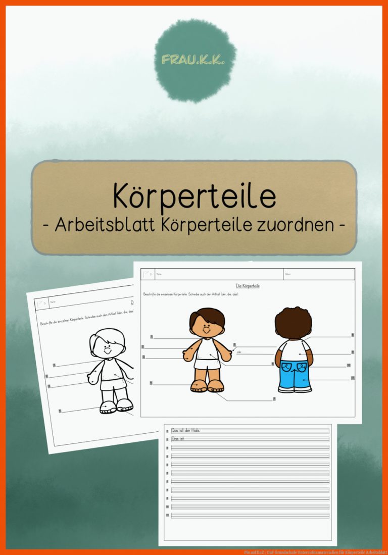 Pin auf DaZ / DaF Grundschule Unterrichtsmaterialien für körperteile arbeitsblatt