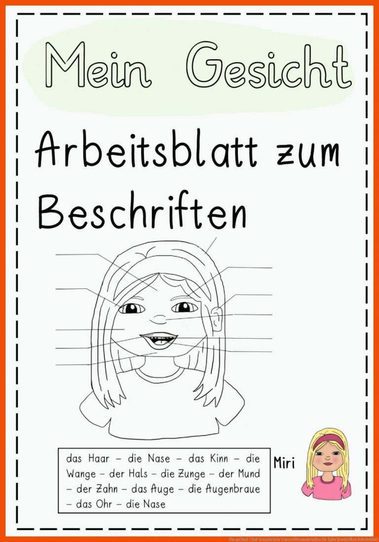 Pin Auf Daz / Daf Grundschule Unterrichtsmaterialien Fuer Zahn Beschriften Arbeitsblatt