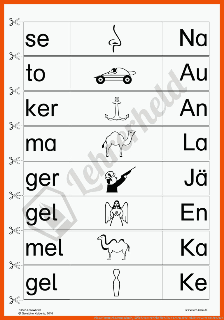 Pin auf Deutsch Grundschule, FÃ¶rderunterricht für silben lesen arbeitsblätter zum ausdrucken