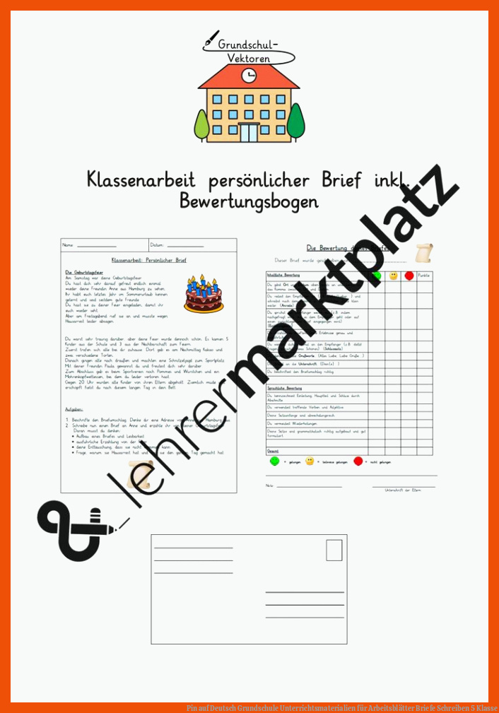 Pin auf Deutsch Grundschule Unterrichtsmaterialien für arbeitsblätter briefe schreiben 5 klasse