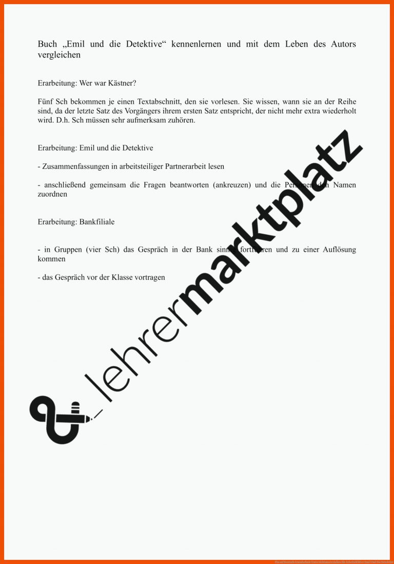 Pin auf Deutsch Grundschule Unterrichtsmaterialien für arbeitsblätter emil und die detektive