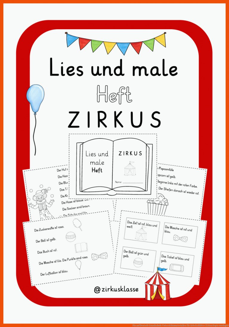 Pin auf Deutsch Grundschule Unterrichtsmaterialien für arbeitsblätter zirkus kopiervorlagen