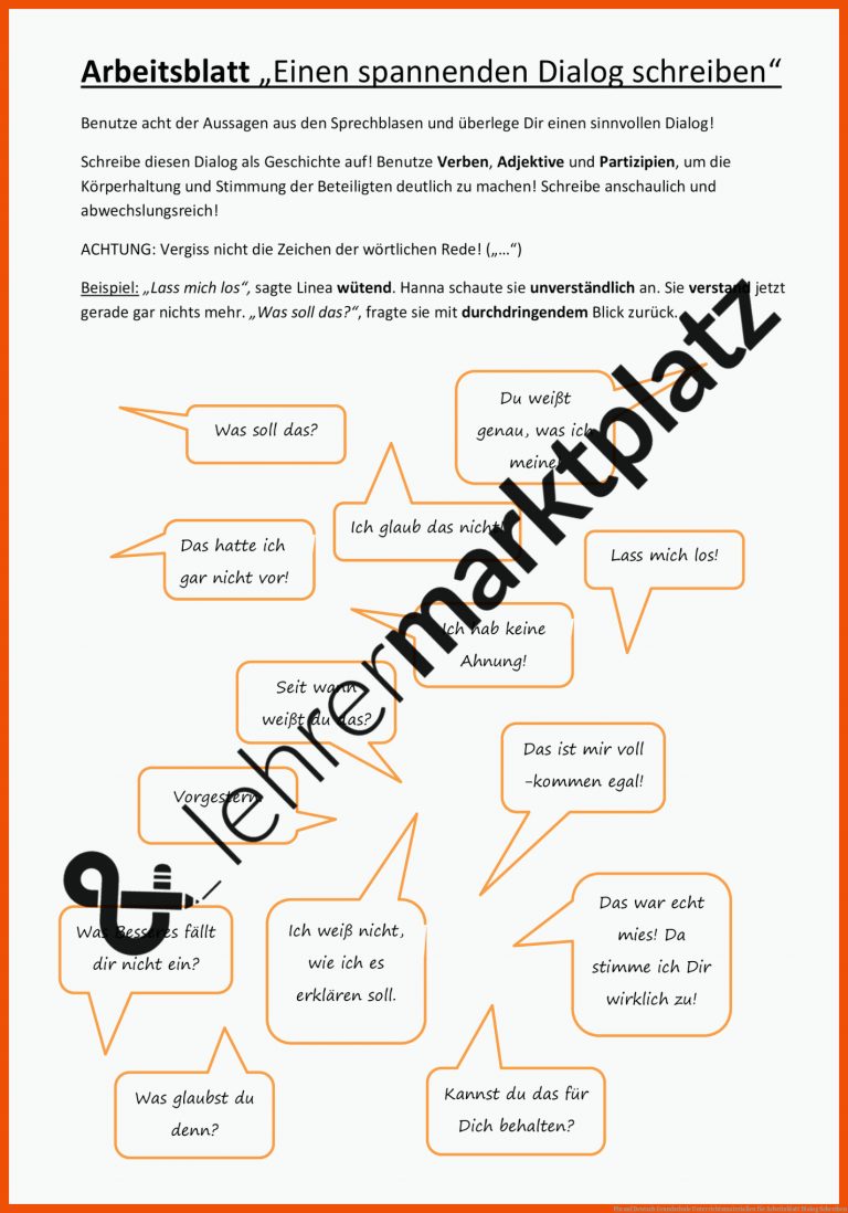 Pin auf Deutsch Grundschule Unterrichtsmaterialien für arbeitsblatt dialog schreiben