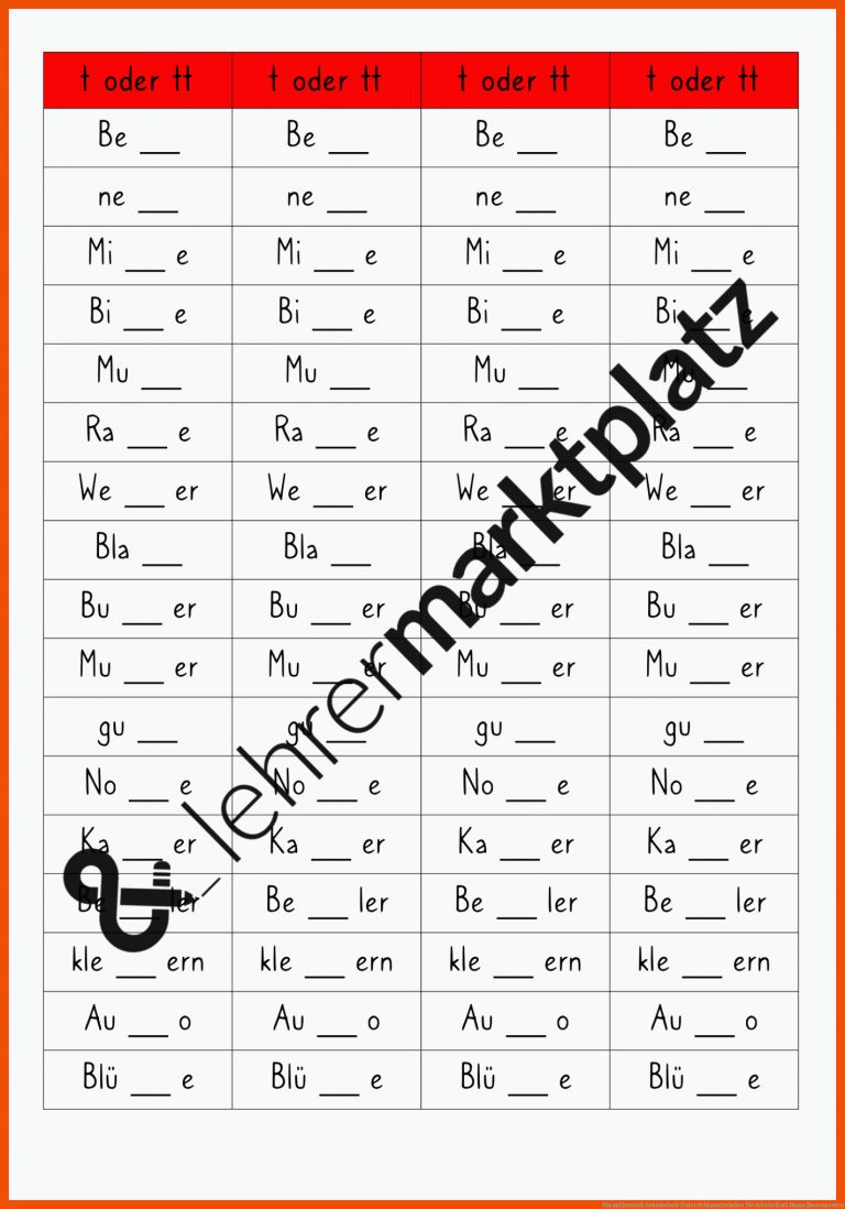 Pin auf Deutsch Grundschule Unterrichtsmaterialien für arbeitsblatt doppelkonsonanten