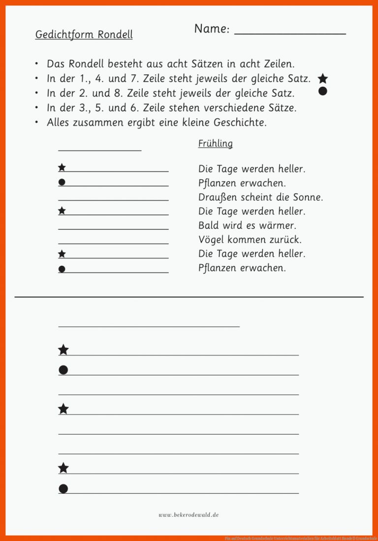 Pin auf Deutsch Grundschule Unterrichtsmaterialien für arbeitsblatt rondell grundschule