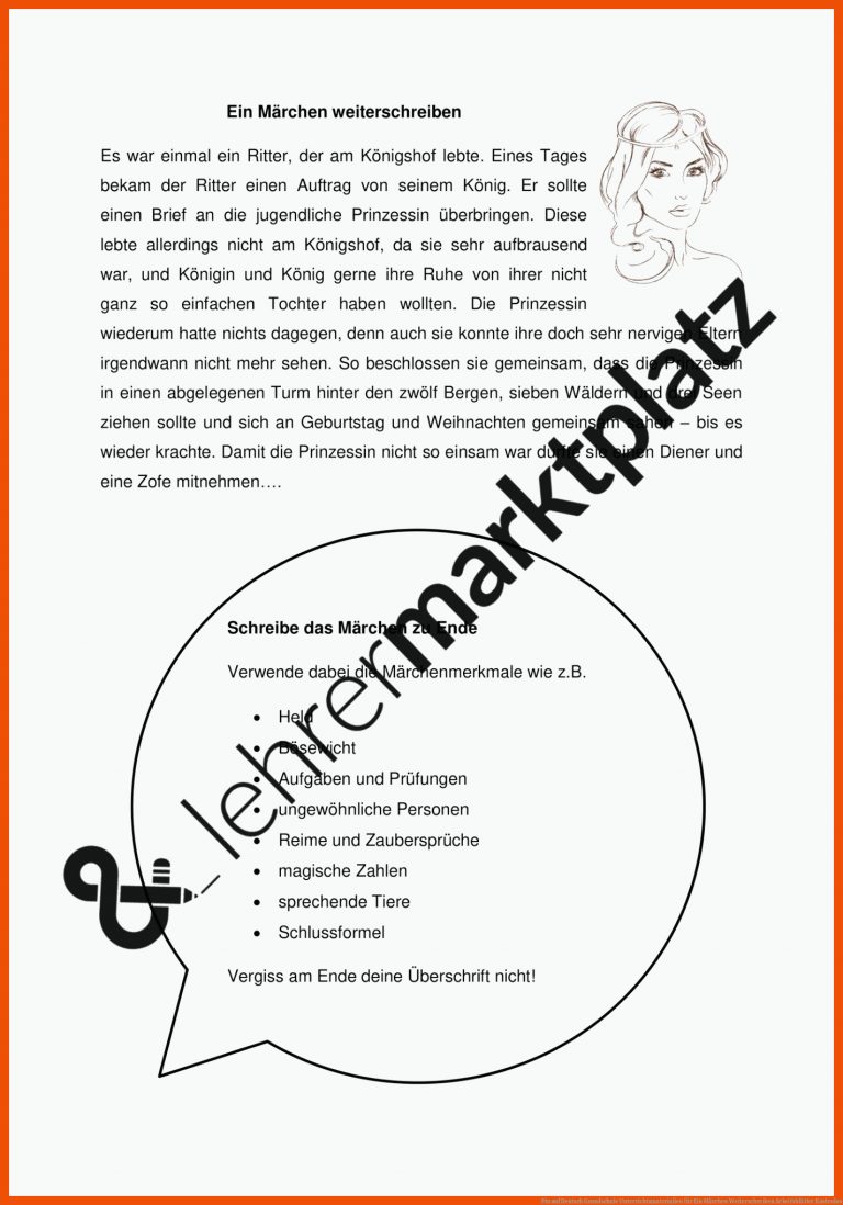 Pin auf Deutsch Grundschule Unterrichtsmaterialien für ein märchen weiterschreiben arbeitsblätter kostenlos