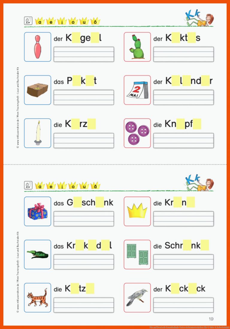 Pin auf Deutsch Grundschule Unterrichtsmaterialien für g oder k arbeitsblatt