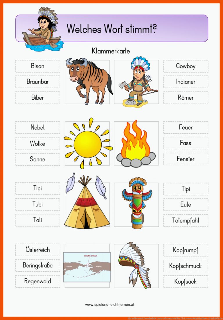 Pin auf Deutsch Grundschule Unterrichtsmaterialien für lernwerkstatt indianer arbeitsblätter