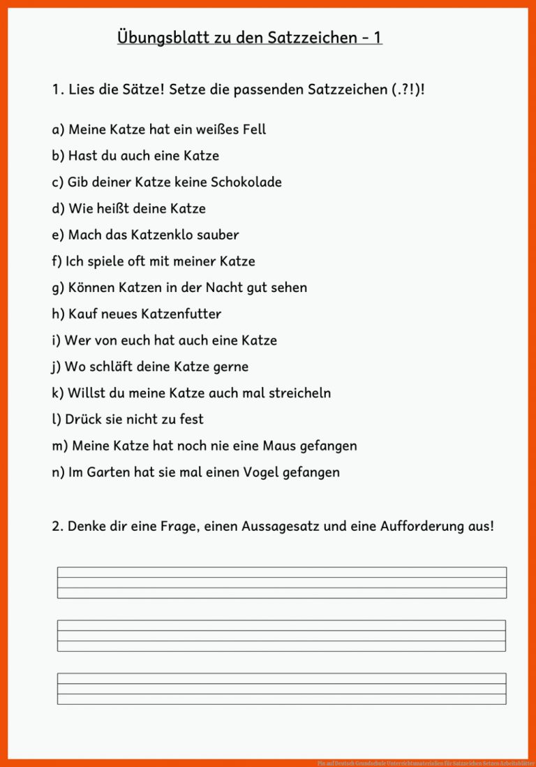 Pin auf Deutsch Grundschule Unterrichtsmaterialien für satzzeichen setzen arbeitsblätter
