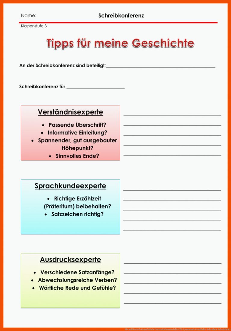Pin auf Deutsch Grundschule Unterrichtsmaterialien für spannende geschichte schreiben arbeitsblatt