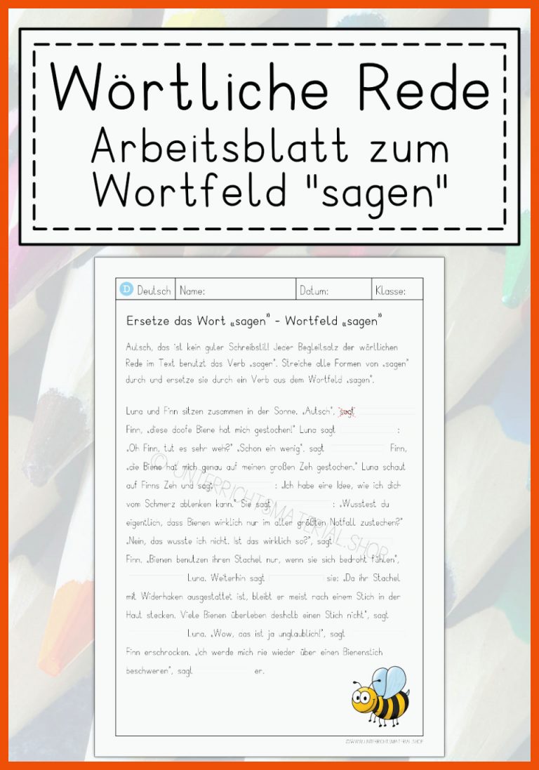 Pin auf Deutsch Grundschule Unterrichtsmaterialien für wortfeld sagen arbeitsblatt