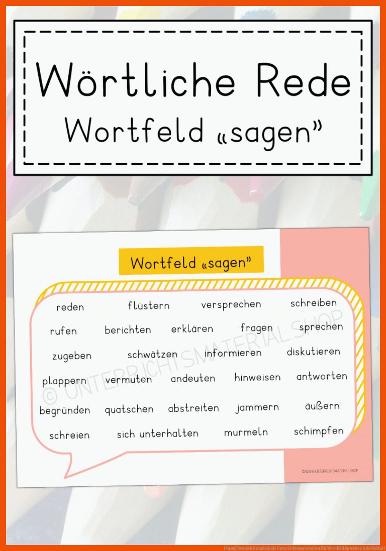 Pin Auf Deutsch Grundschule Unterrichtsmaterialien Fuer Wortfeld Sprechen Arbeitsblatt