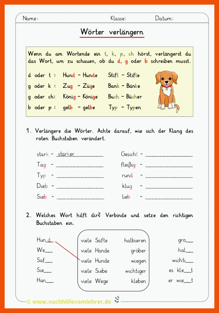 Pin auf Deutsch Klasse 3/4 für wörter verlängern arbeitsblatt