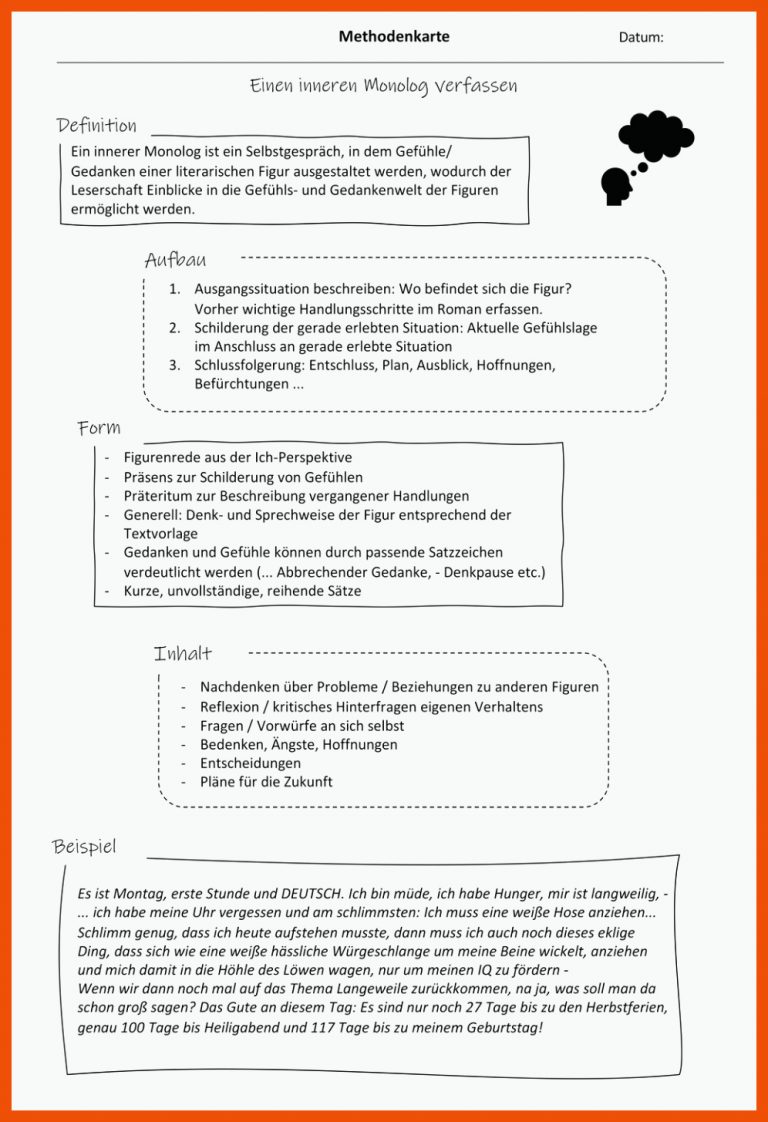 Pin auf Deutsch Sekundarstufe Unterrichtsmaterialien für innerer monolog arbeitsblatt