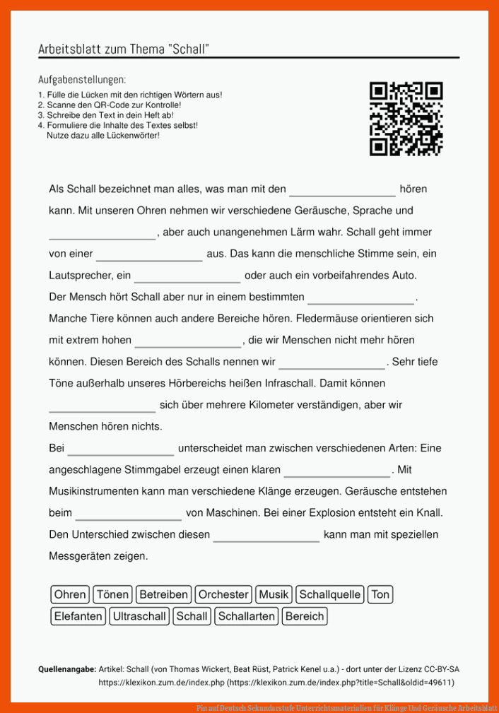 Pin auf Deutsch Sekundarstufe Unterrichtsmaterialien für klänge und geräusche arbeitsblatt
