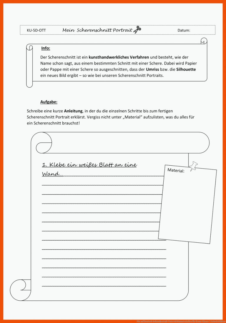 Pin auf Deutsch Sekundarstufe Unterrichtsmaterialien für kunst klasse 5 arbeitsblätter