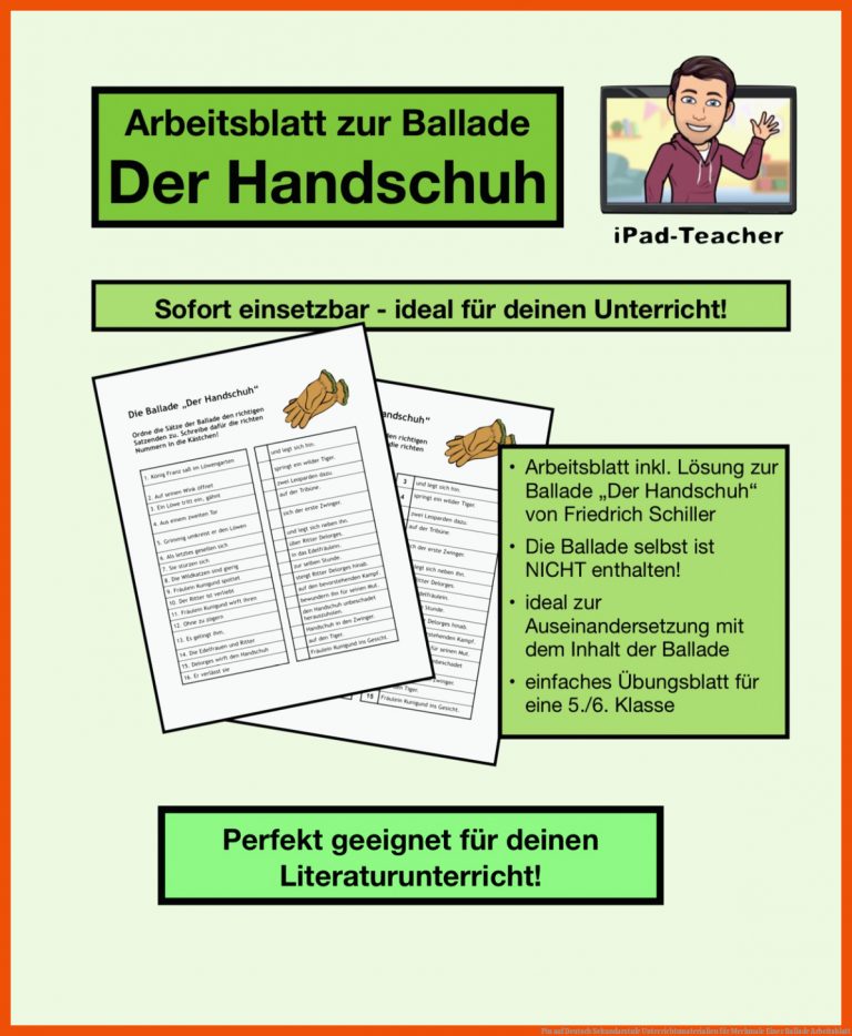 Pin auf Deutsch Sekundarstufe Unterrichtsmaterialien für merkmale einer ballade arbeitsblatt