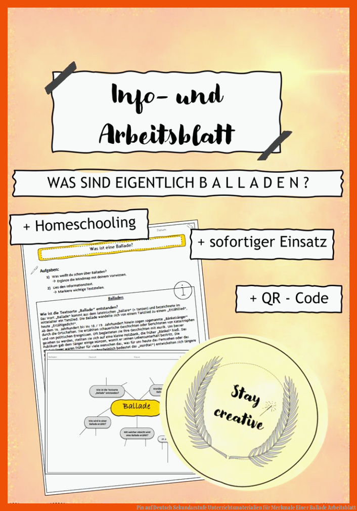 Pin auf Deutsch Sekundarstufe Unterrichtsmaterialien für merkmale einer ballade arbeitsblatt