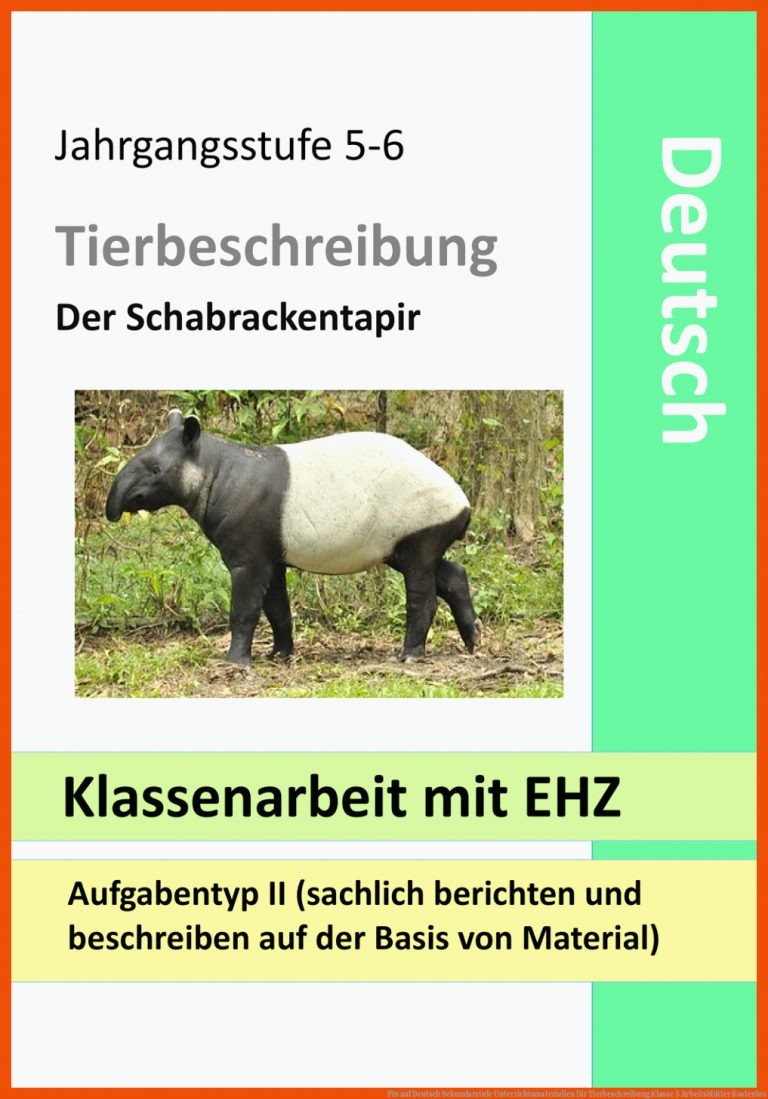 Pin auf Deutsch Sekundarstufe Unterrichtsmaterialien für tierbeschreibung klasse 5 arbeitsblätter kostenlos