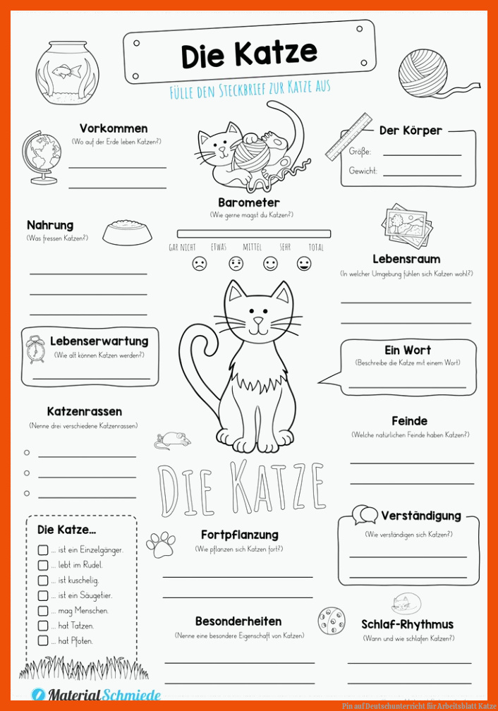 Pin auf Deutschunterricht für arbeitsblatt katze