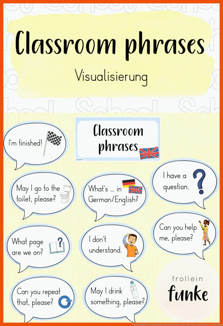 Pin auf Englisch Grundschule Unterrichtsmaterialien für classroom phrases arbeitsblatt