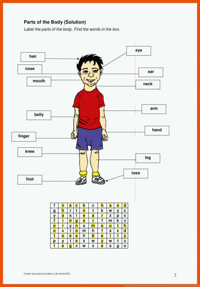 Pin auf Englisch Grundschule Unterrichtsmaterialien für körperteile arbeitsblatt pdf