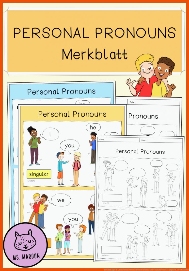 Pin auf Englisch Grundschule Unterrichtsmaterialien für personalpronomen englisch arbeitsblätter