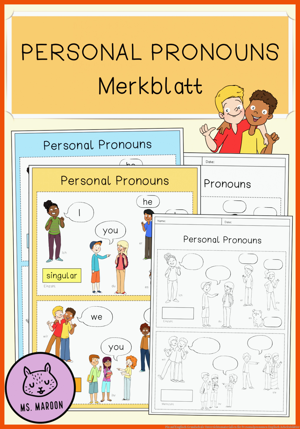 Personalpronomen Englisch Arbeitsbl tter Englisch Arbeitsbl tter