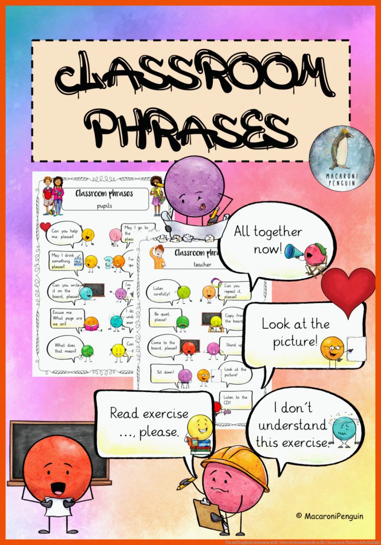 Pin auf Englisch Sekundarstufe Unterrichtsmaterialien für classroom phrases arbeitsblatt