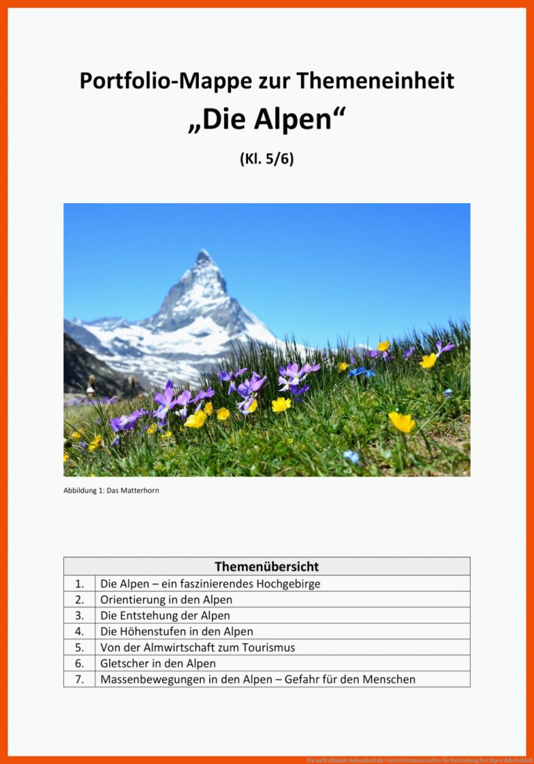 Pin auf Erdkunde Sekundarstufe Unterrichtsmaterialien für entstehung der alpen arbeitsblatt