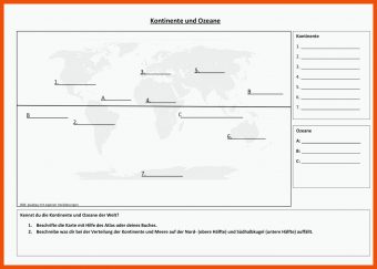 Kontinente Und Ozeane Arbeitsblatt Zum Ausdrucken