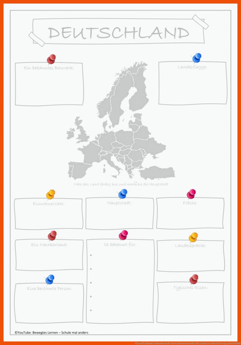 Pin auf Erdkunde Sekundarstufe Unterrichtsmaterialien für ländersteckbrief europa arbeitsblatt