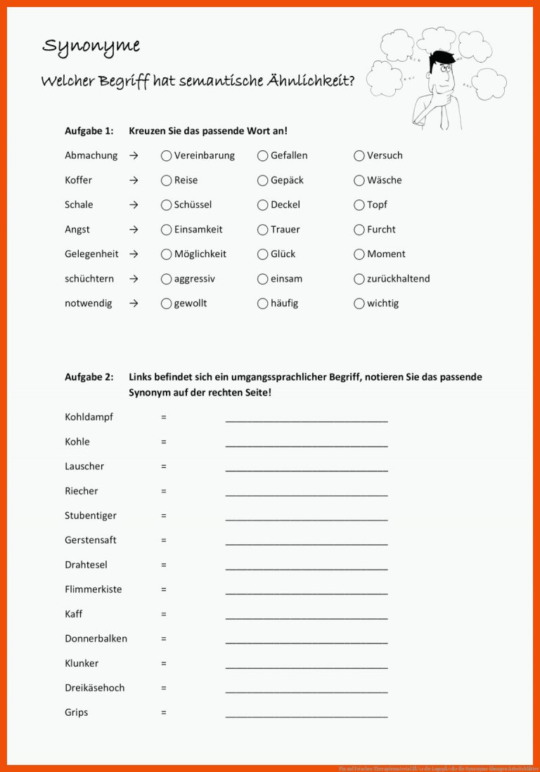 Pin Auf Frisches therapiematerial FÃ¼r Die LogopÃ¤die Fuer Synonyme übungen Arbeitsblätter
