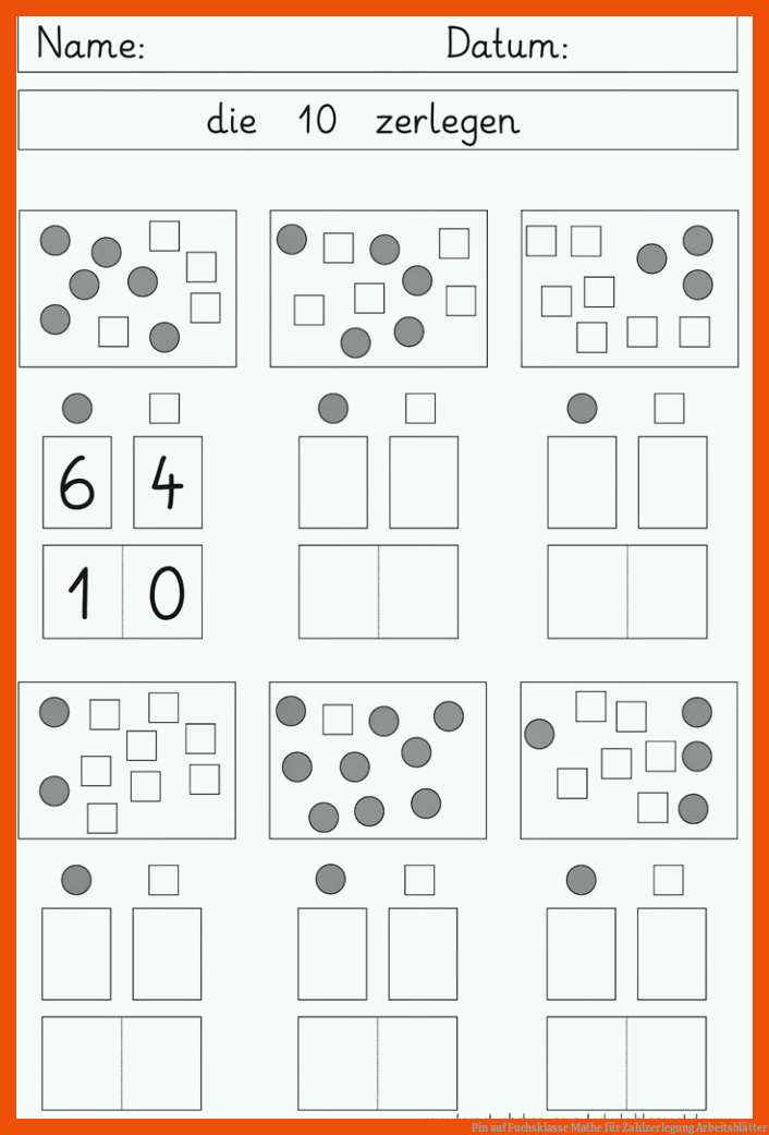 Pin auf Fuchsklasse Mathe für zahlzerlegung arbeitsblätter