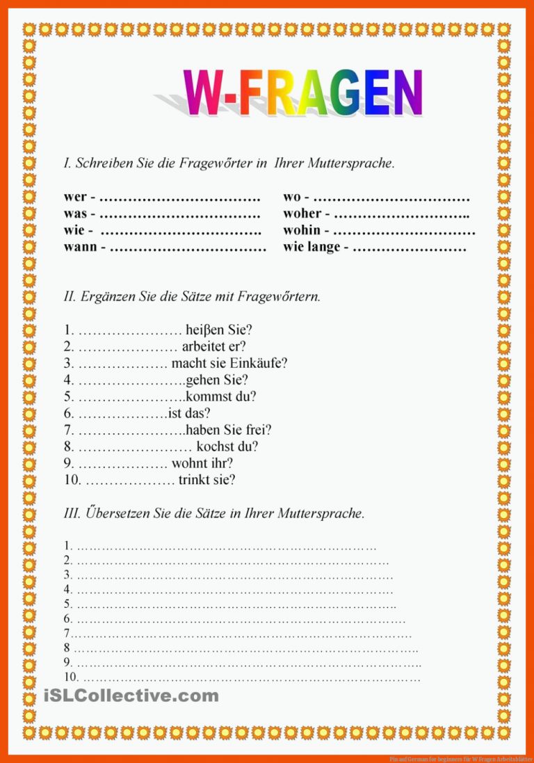 Pin auf German for beginners für w fragen arbeitsblätter