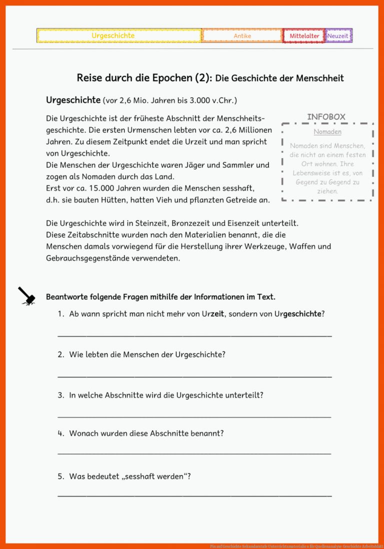Pin auf Geschichte Sekundarstufe Unterrichtsmaterialien für quellenanalyse geschichte arbeitsblatt