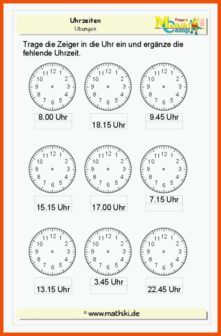 Pin auf Kids für mathe 2.klasse arbeitsblätter uhrzeit