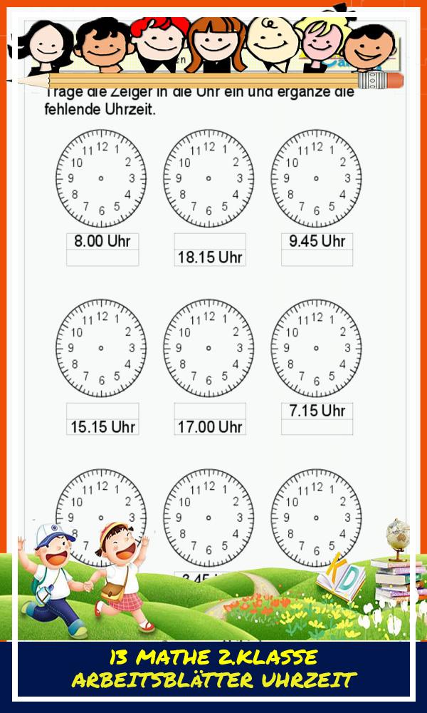 13 Mathe 2.klasse Arbeitsblätter Uhrzeit