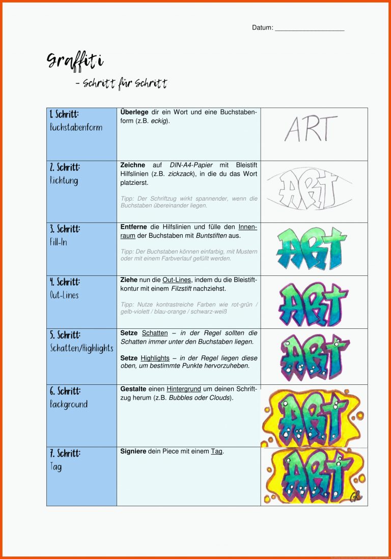 Pin auf Kunst Sekundarstufe Unterrichtsmaterialien für graffiti arbeitsblatt pdf
