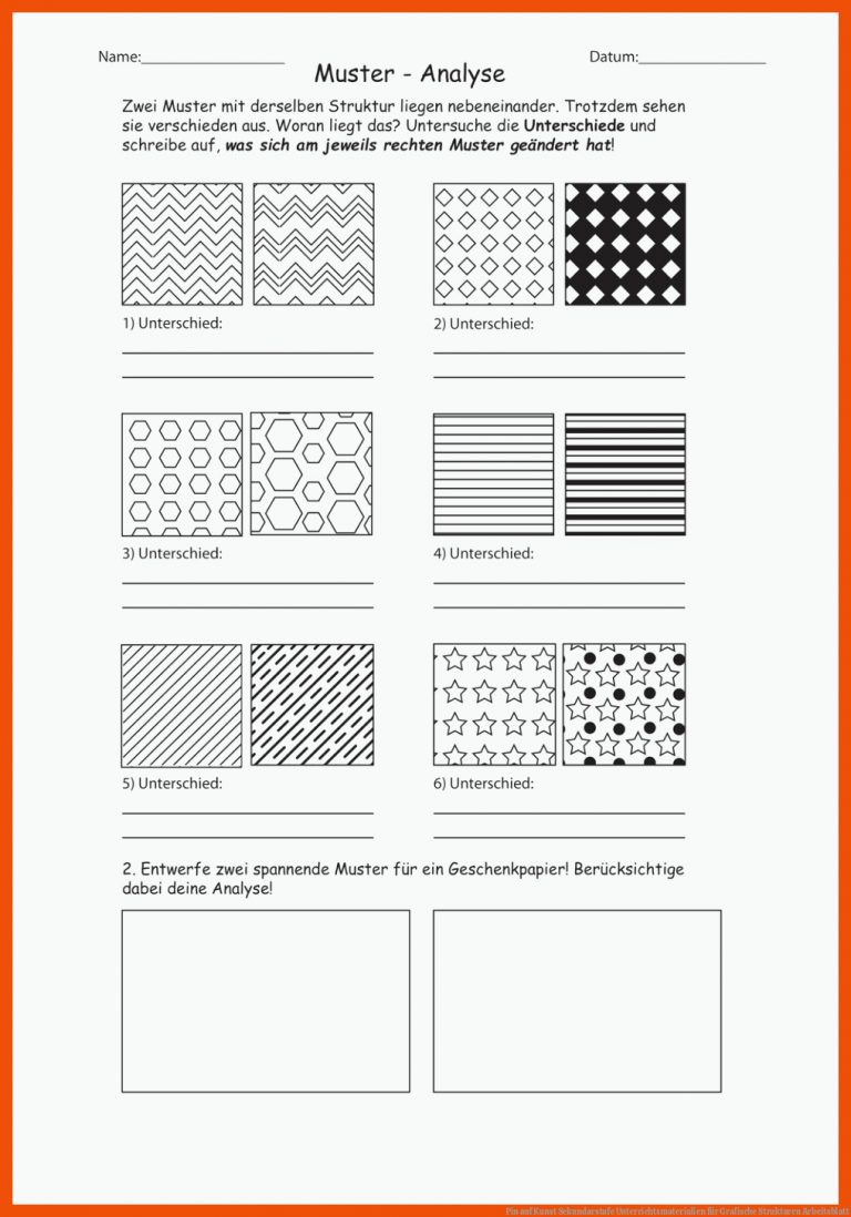 Pin auf Kunst Sekundarstufe Unterrichtsmaterialien für grafische strukturen arbeitsblatt