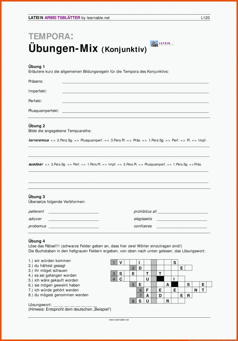 Pin auf Latein Sekundarstufe Unterrichtsmaterialien für arbeitsblätter konjunktiv 1 und 2 mit lösungen pdf