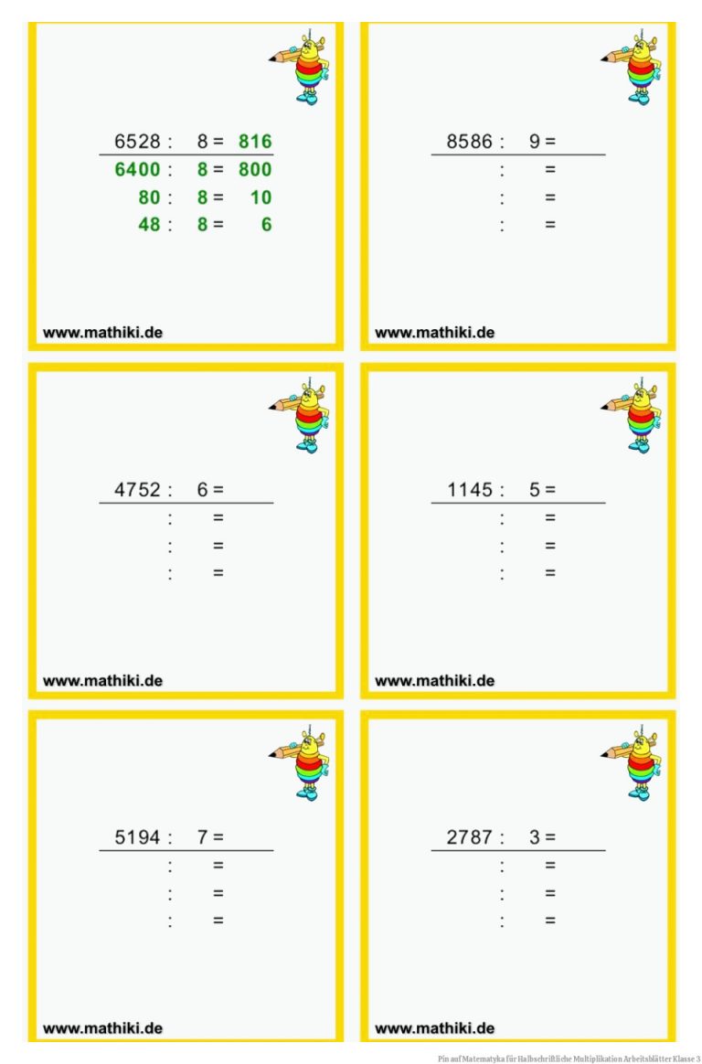 Pin Auf Matematyka Fuer Halbschriftliche Multiplikation Arbeitsblätter Klasse 3