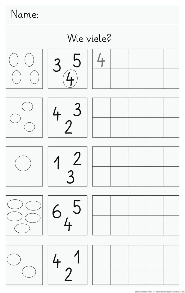 Pin auf matematyka für Zahlen Kindergarten Arbeitsblatt